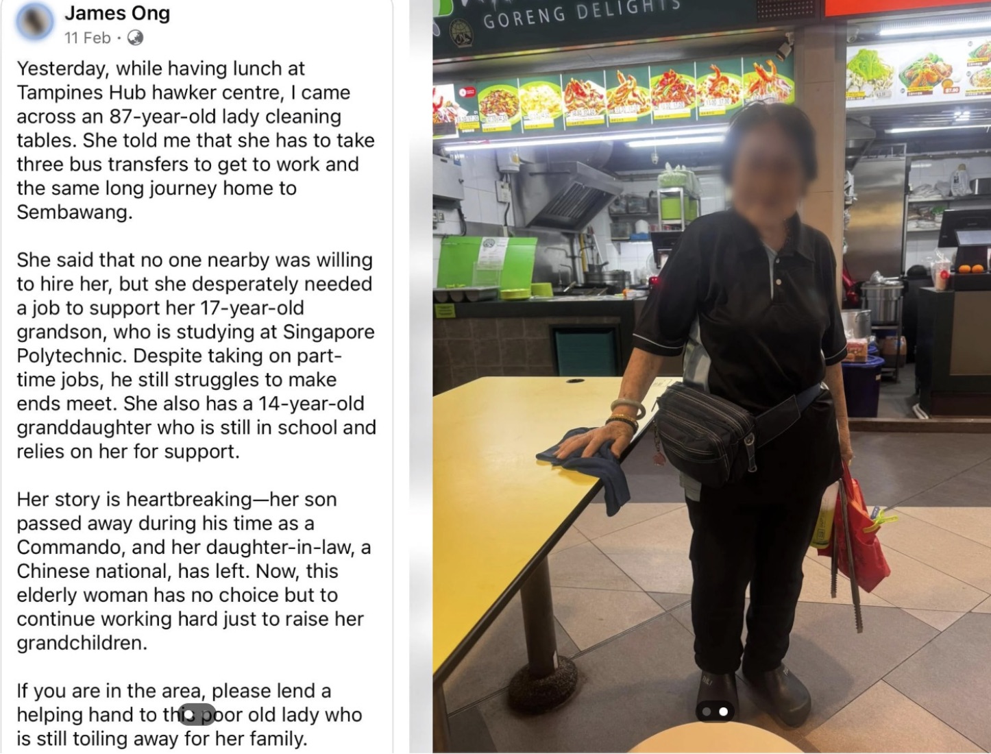 ‘Her story is heartbreaking’ — 87-year-old woman reportedly works as a cleaner to raise grandkids alone
